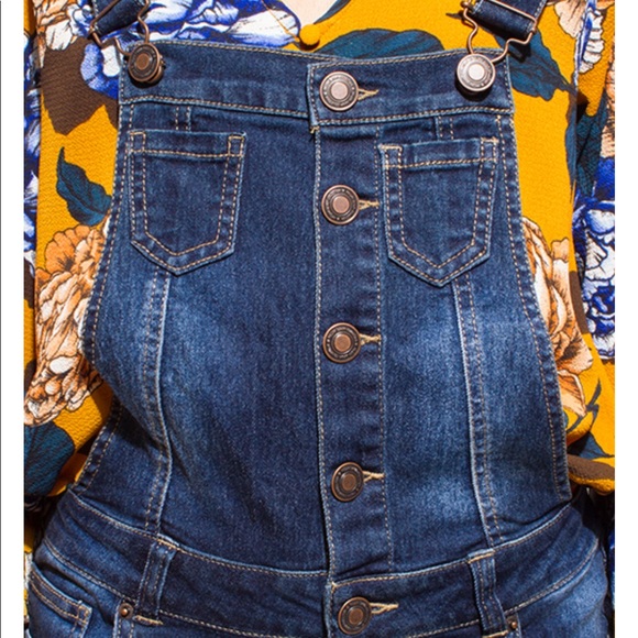 Jean Overalls Dark Wash Skinny Stretch - Picture 4 of 6