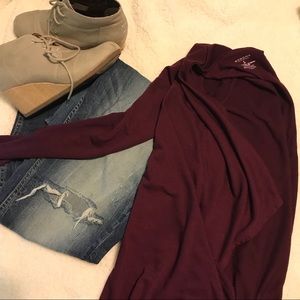 2 Flowy cardigans! Black and maroon draped front