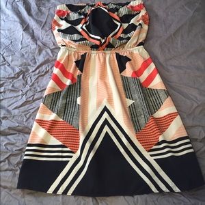 Express geometric printed strapless dress