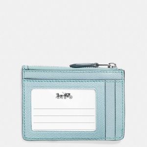 Coach Light Blue & Silver Leather Card/Coin Holder Coach Light Blue & Silver Leather Card/Coin Holder