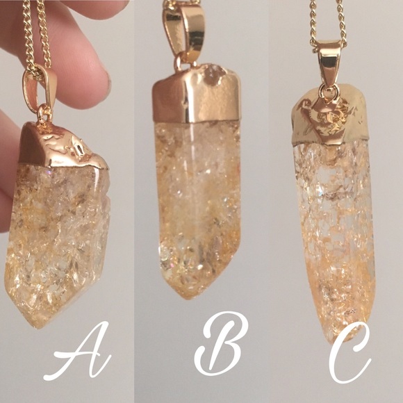 ✨Lowest✨Orangy cracked crystal stone necklace - Picture 2 of 3