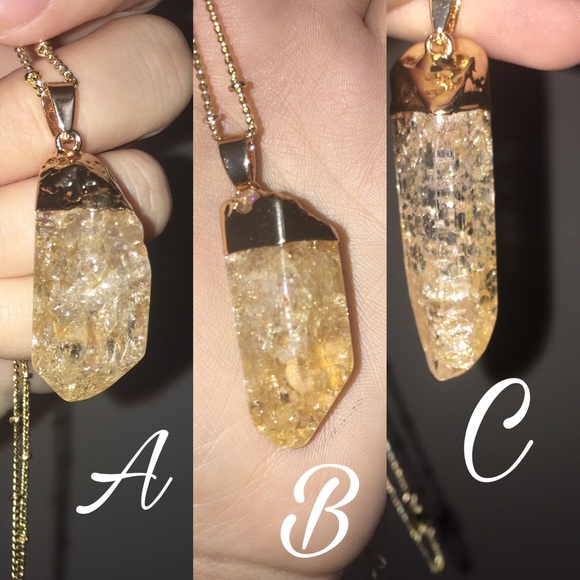 ✨Lowest✨Orangy cracked crystal stone necklace - Picture 3 of 3