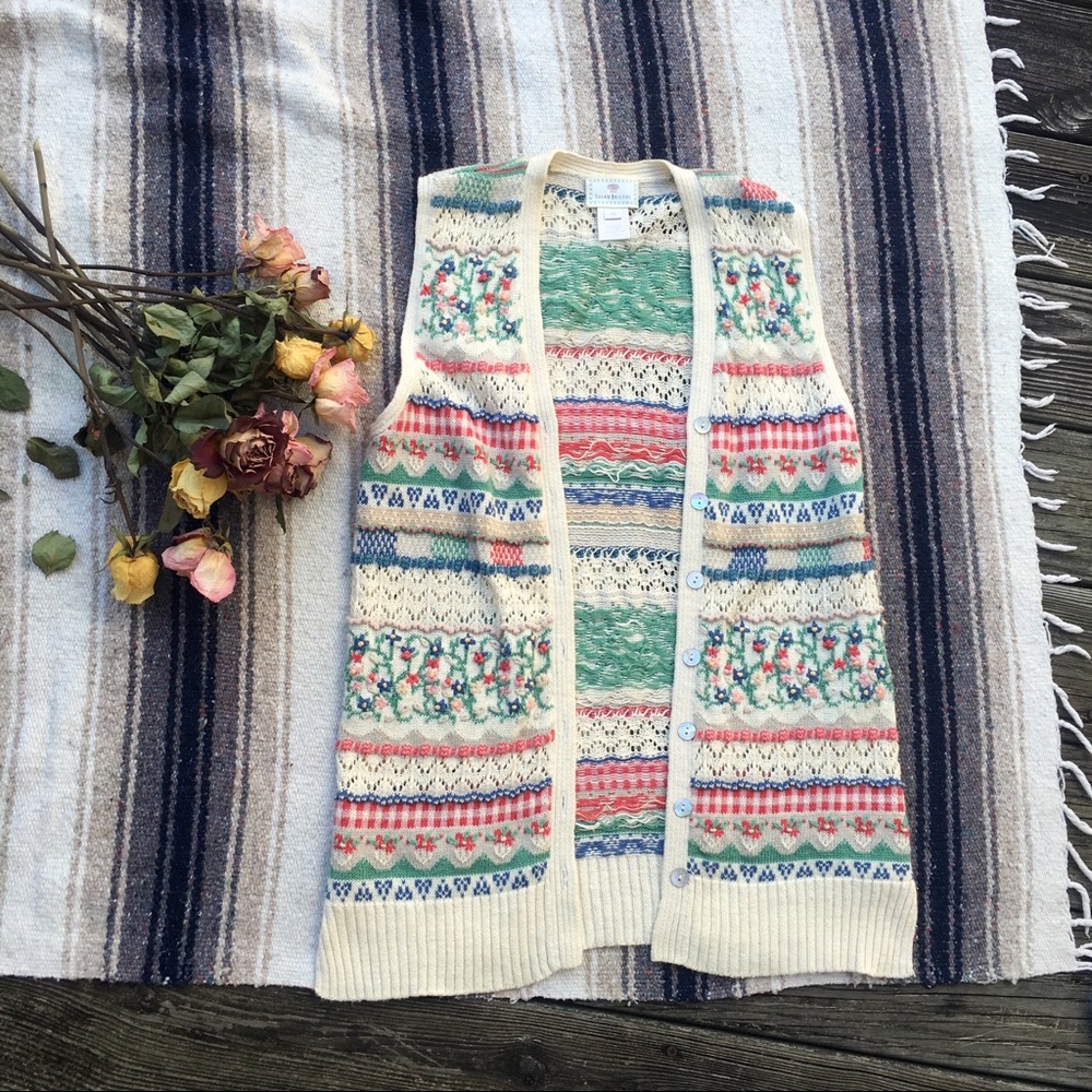 Susan Bristol knit vintage floral vest