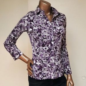 NWOT East 5th Acordian Pleated Purple Rose Blouse