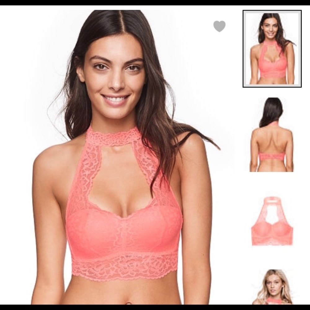 Lace Bralette -choker style. PINK