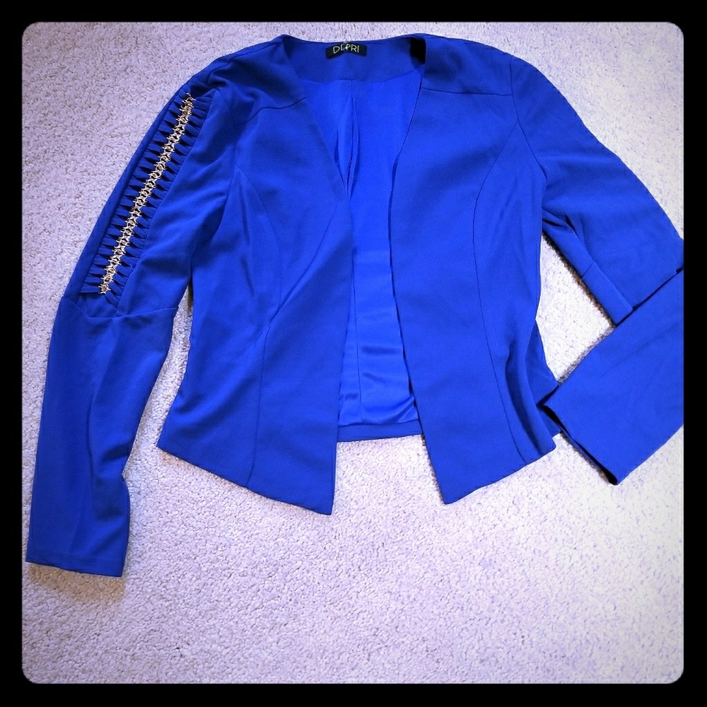 Large Chain Link Sleeve Royal Blue women's Blazer