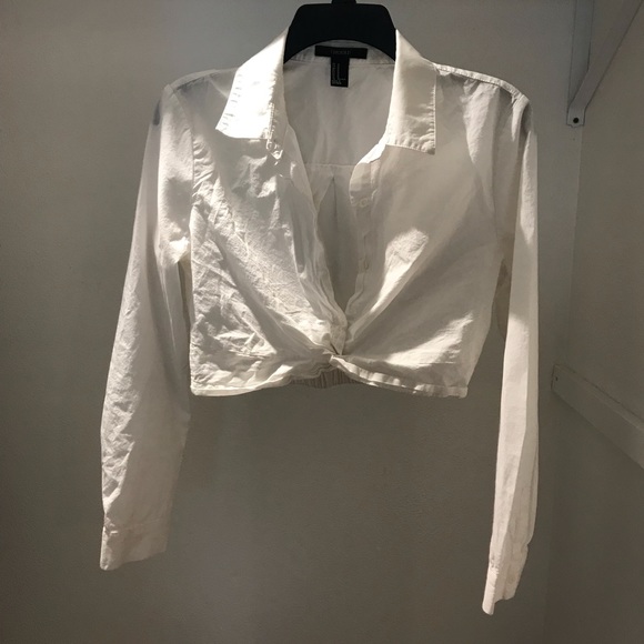 Forever 21 Tops - Forever 21 White Cropped Blouse