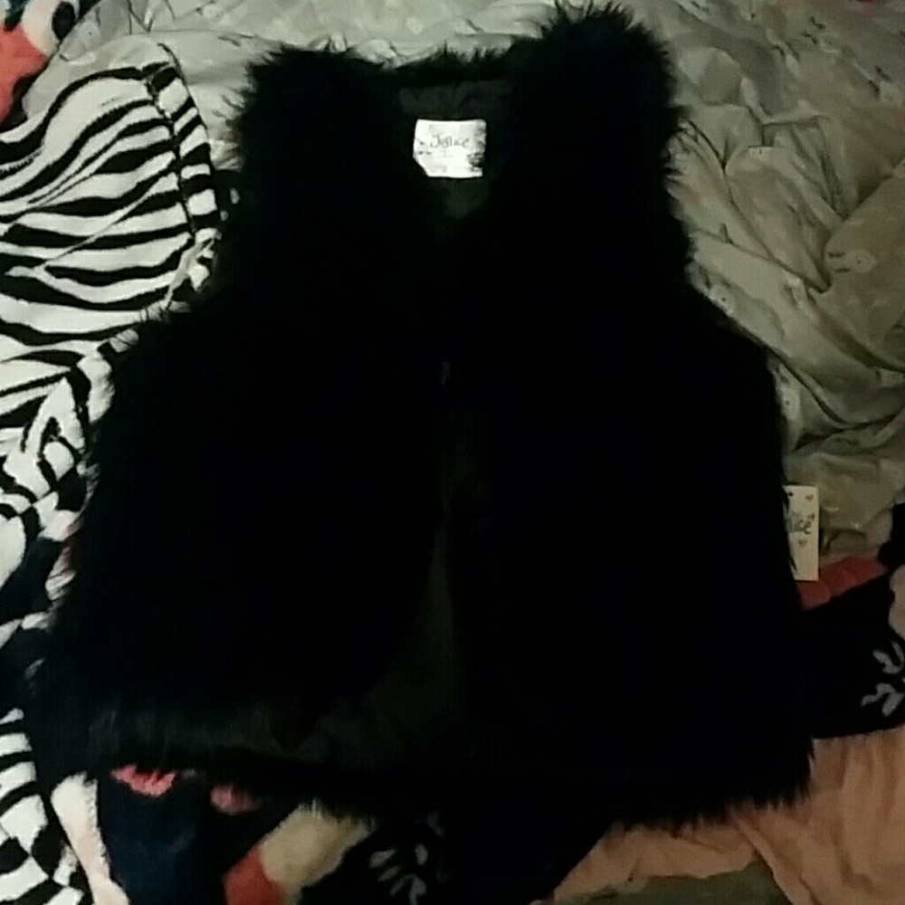 NWT Justice faux fur vest