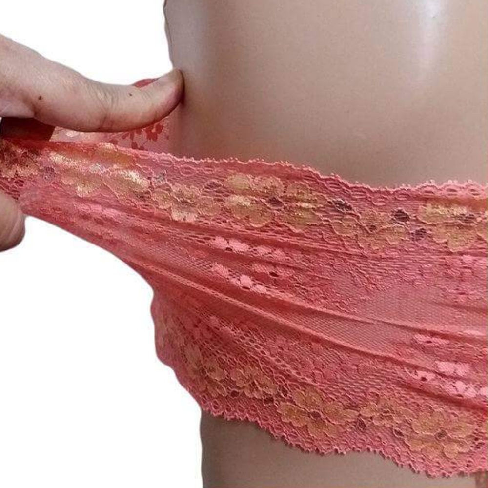 NWOT Bandeau Orange w/Yellow Flower Lace Tube - Picture 7 of 8
