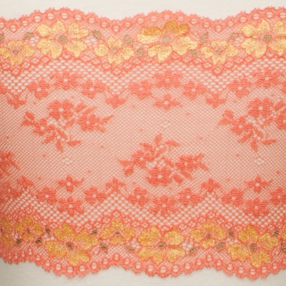 NWOT Bandeau Orange w/Yellow Flower Lace Tube - Picture 2 of 8