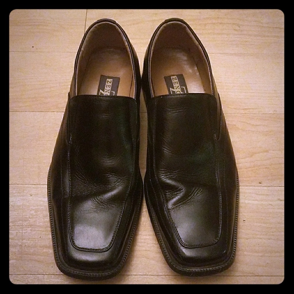ZENGARA Black Premium Leather Slip-On Loafers