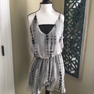 Rouged Tie-Dye Flounce Skater Romper