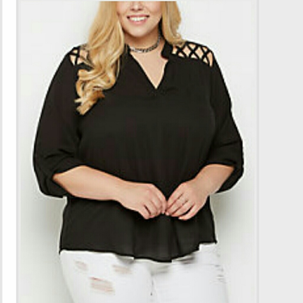 NWT Criss-cross Shoulder Detail Blouse