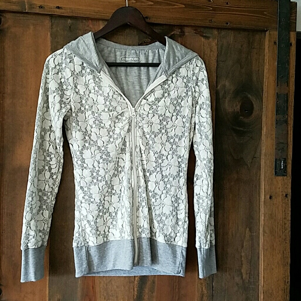 Lace style zip up hoodie!
