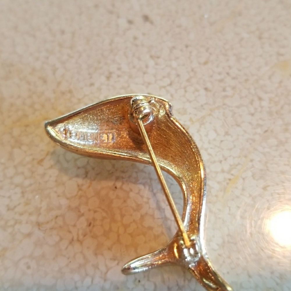 Vintage Monet Gold Tone Dolphin Pin - Picture 2 of 2