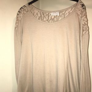 5/$251x lace shoulder tan tan tunic/tee