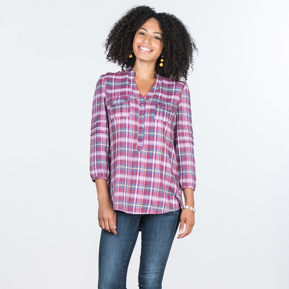 Matilda Jane Plaid All Day Millie Top NWOT