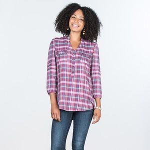 Matilda Jane Plaid All Day Millie Top NWOT