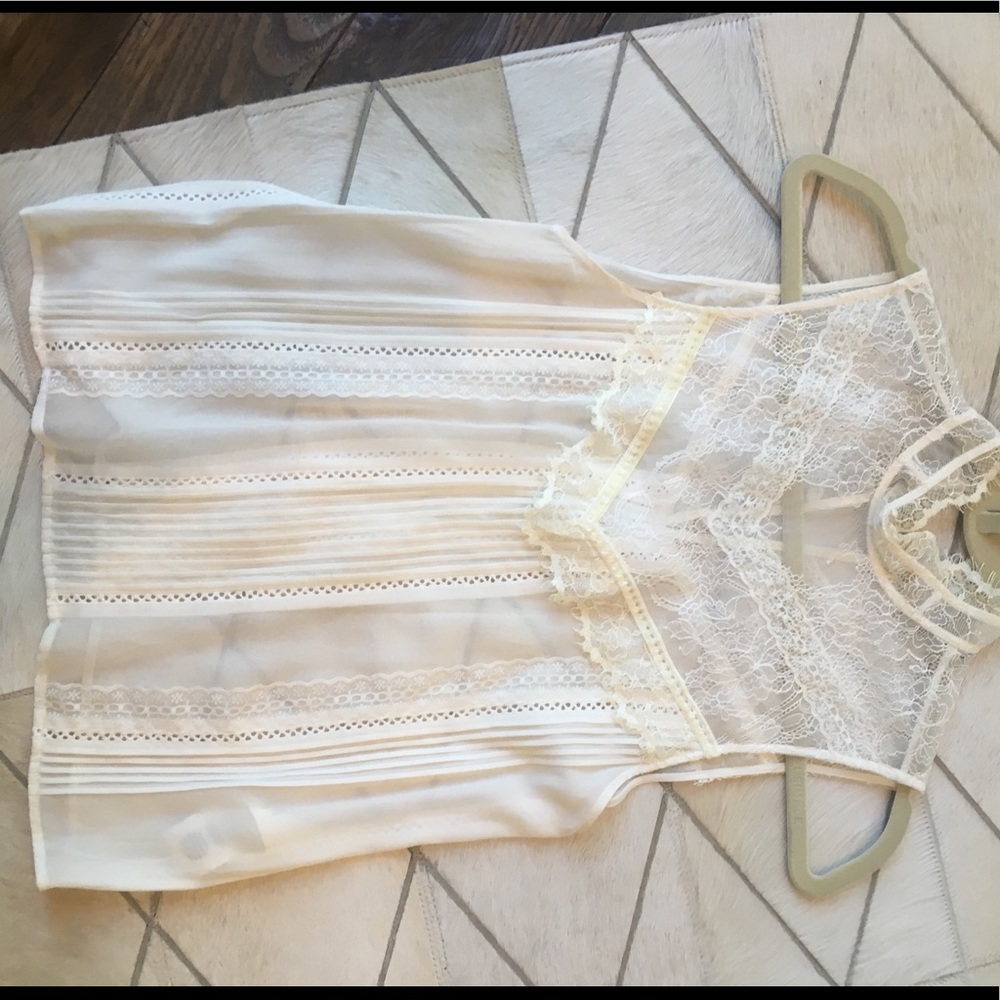 White sheer ish and lace blouse from Alice& Olivia
