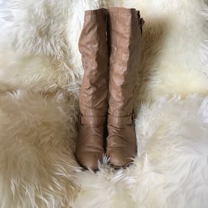 Tan knee high Cathy jean boot