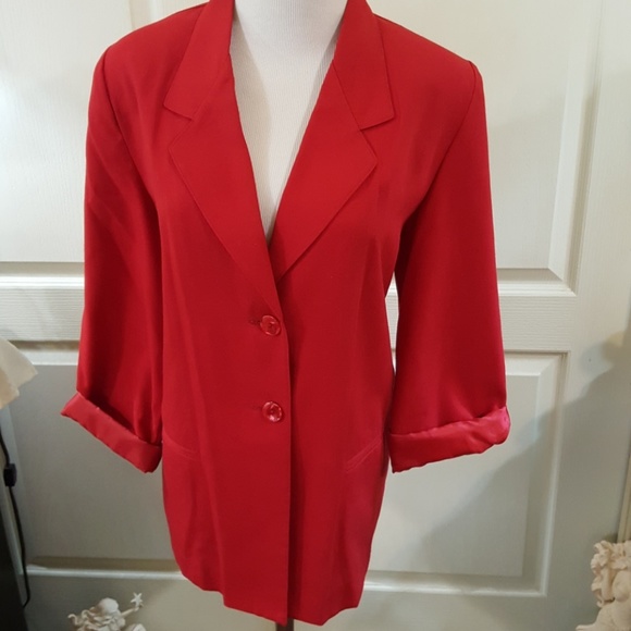 Sag Harbor Red Blazer. Size 10 Petite. - Picture 2 of 8