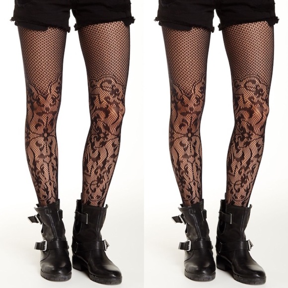 Free People Back At It Tights Net/Lace Pattern - Picture 2 of 3