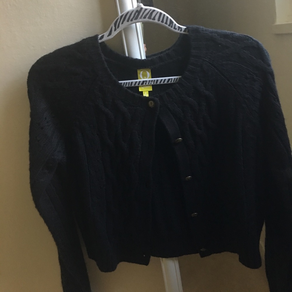 Cropped crew neck cardigan, NWT!