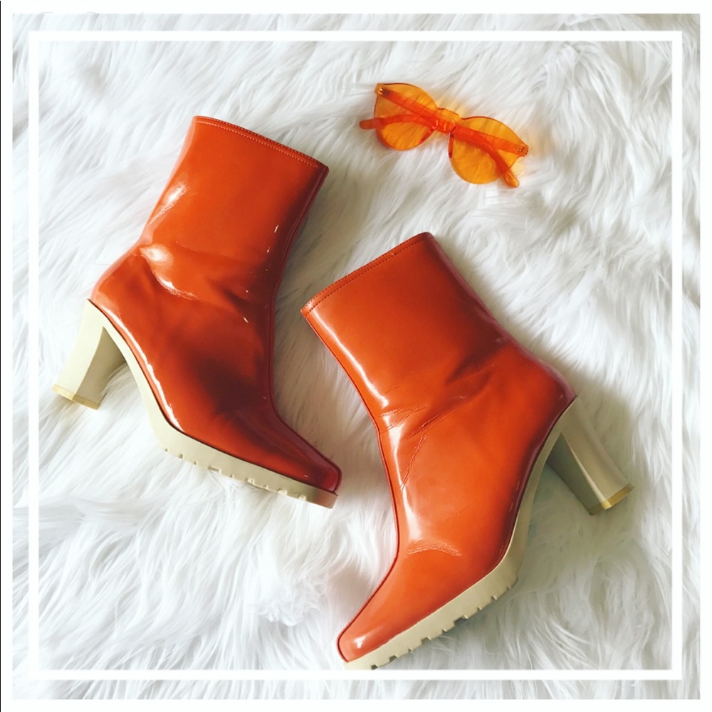 Banana Republic Orange Patent Leather Boots