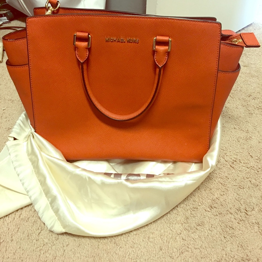 Michael Kors bag purse orange EUC large