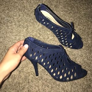 Navy suede heels