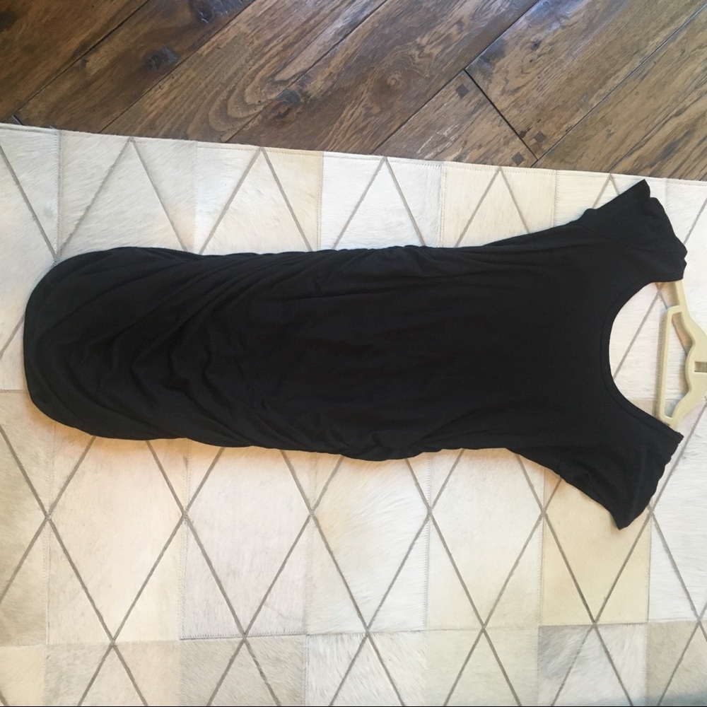 Lack midi dress with rouche on side