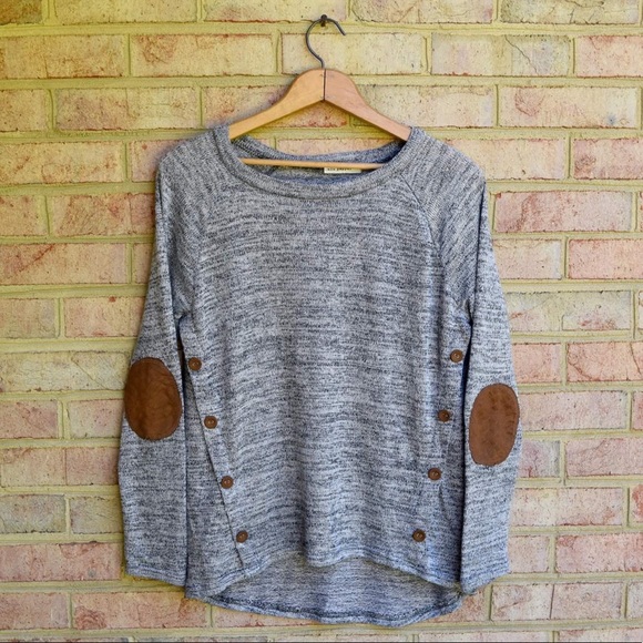 Blu Pepper Sweaters - Gray Sweater with elbow patches!