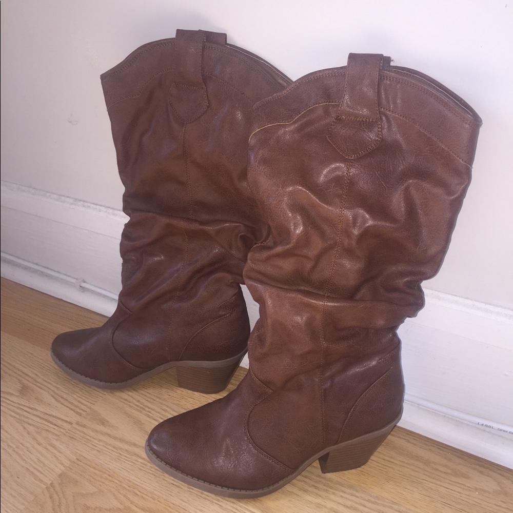 Brown Leather Cowgirl Western Boots