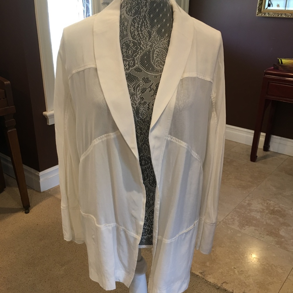 Pink Stitch White Blazer