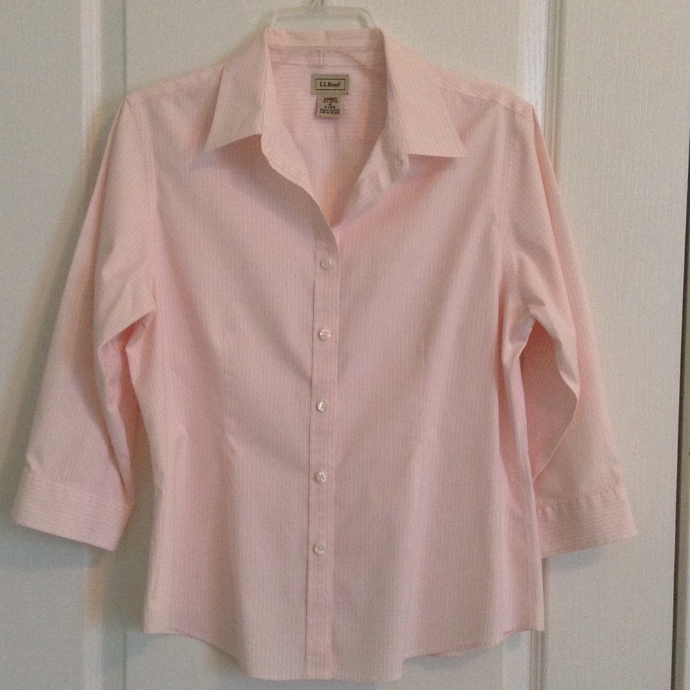 L.L.Bean women's M Collar Button Down Shirt pink