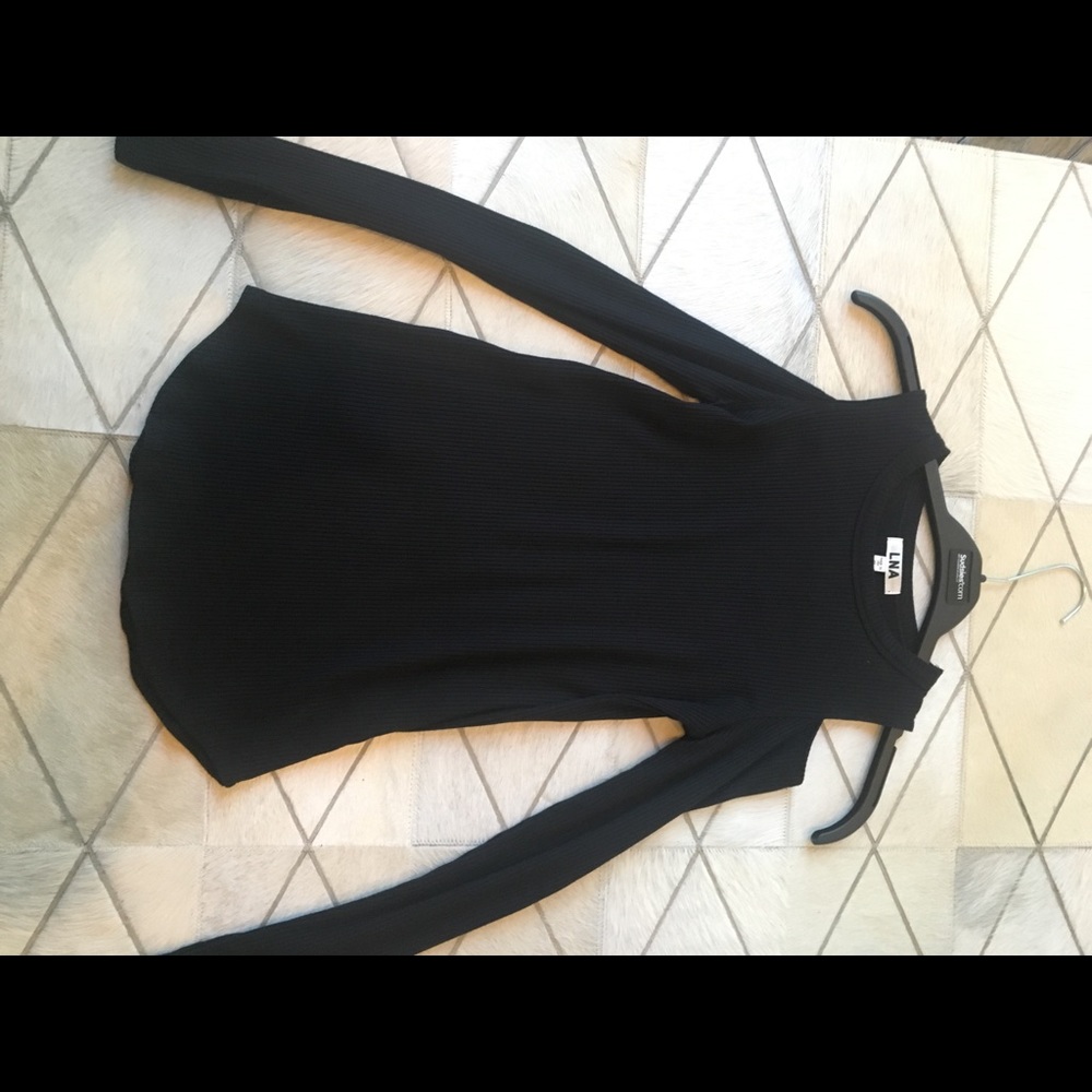 Black long sleeve cold shoulder top
