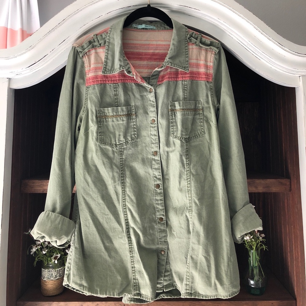 Olive green buttoned shirt