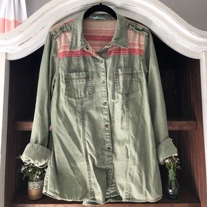 Olive green buttoned shirt