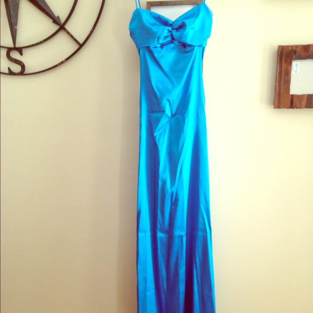 Satin Teal Prom Dress