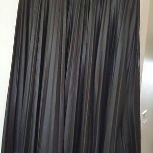 Black pleated leather skirt