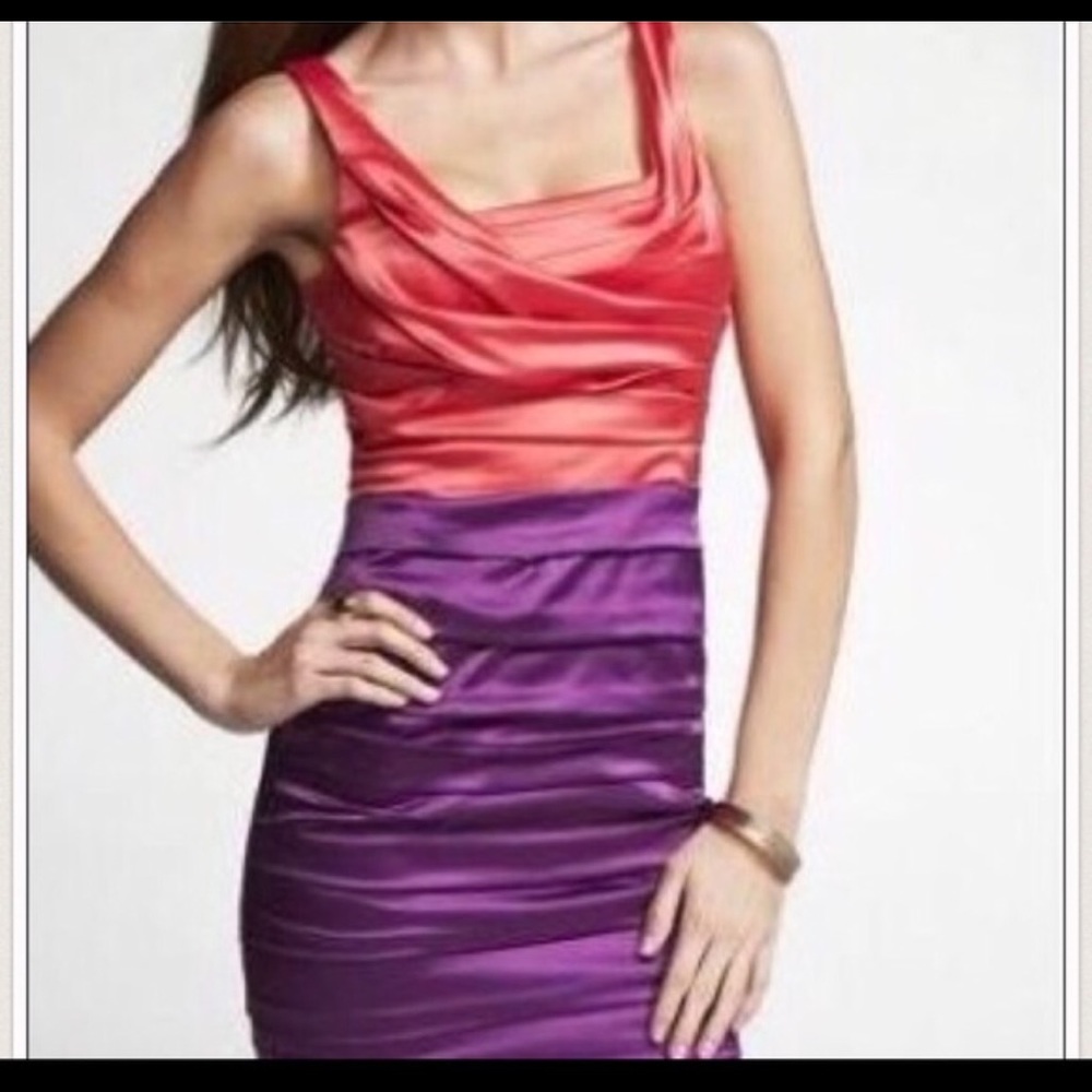 Express Runched colorblock satin dress