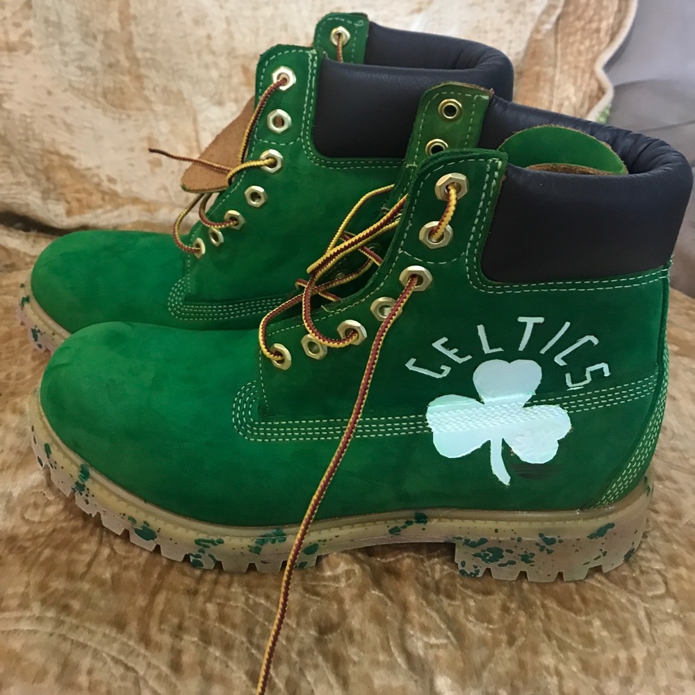 Custom Timberlands - Celtic green.  One of a kind!