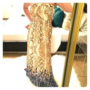 Lavender Brown Snake print maxi dress