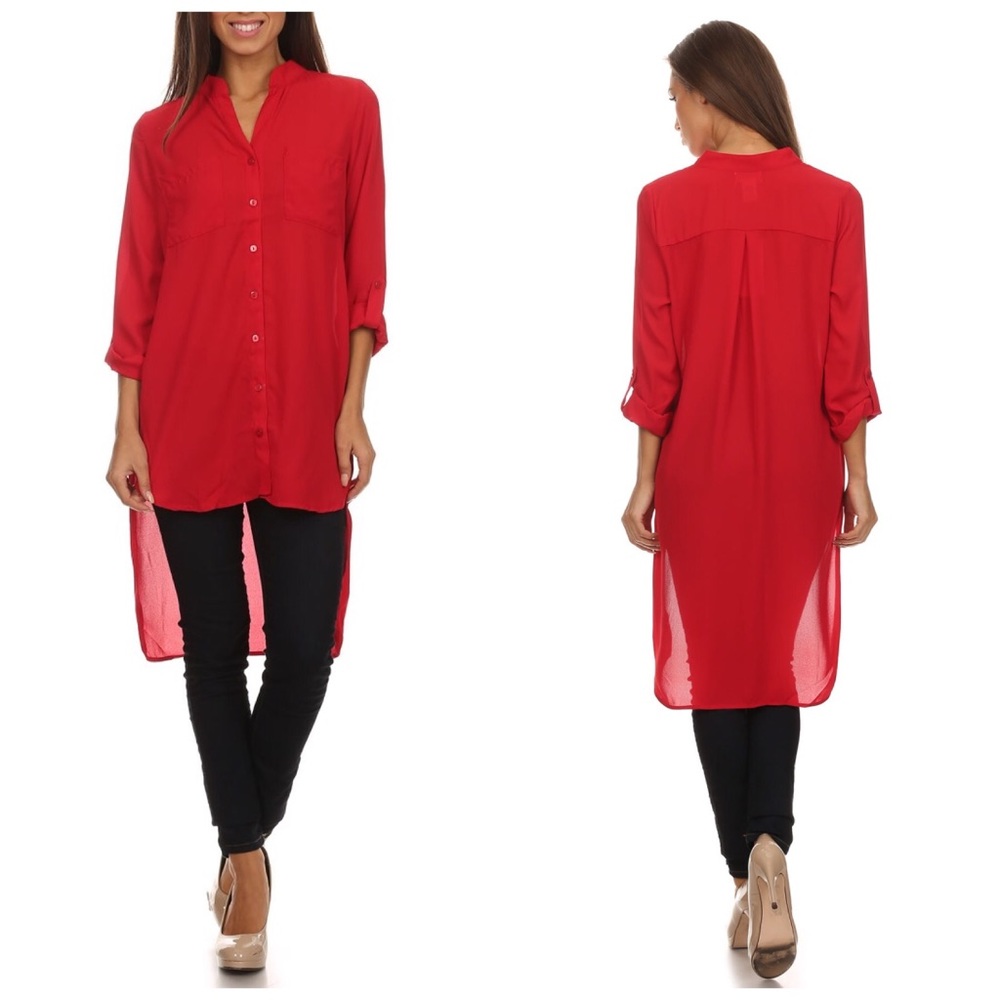 Top with Button down high low