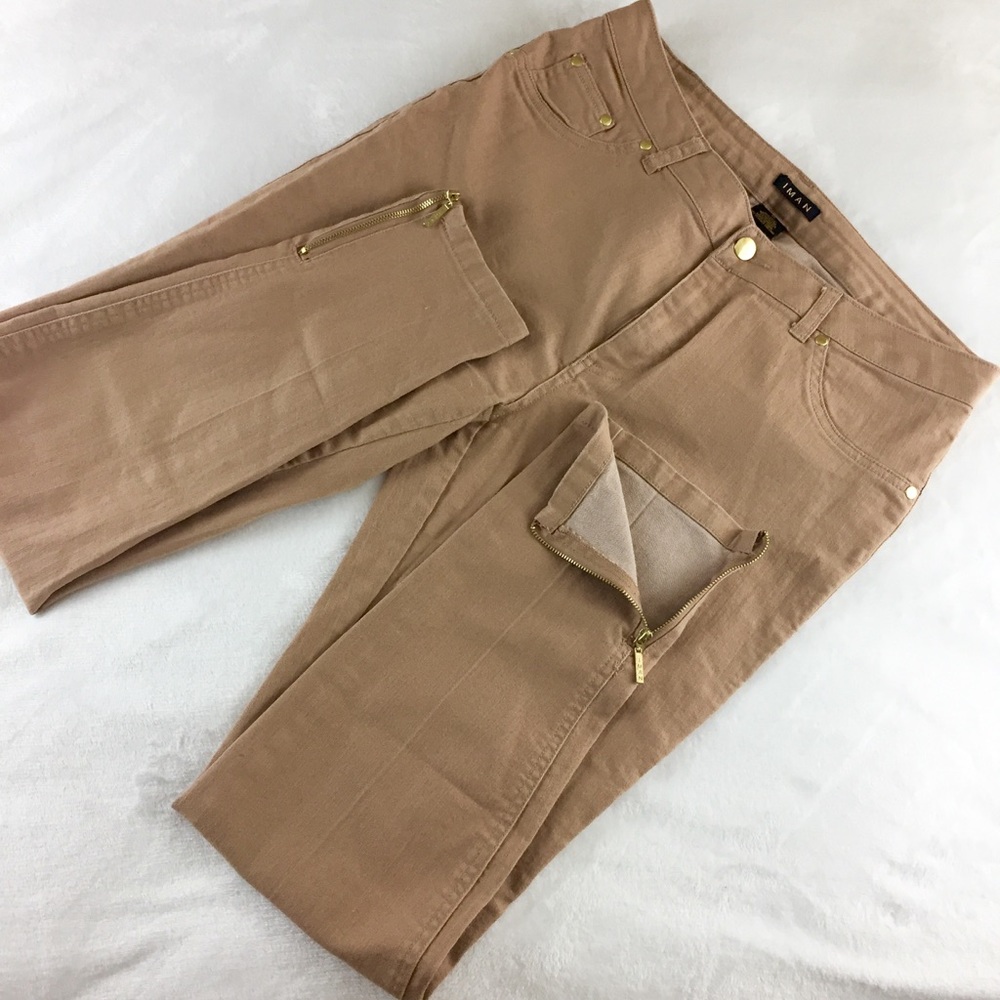 IMAN Women's Jeans Cropped w/ Side Zippers Sz 12