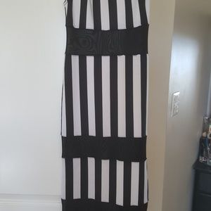 Striped spandex form-fitting dress
