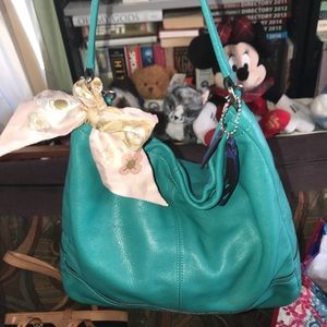 Coach leather satchel crossbody w/small scarf