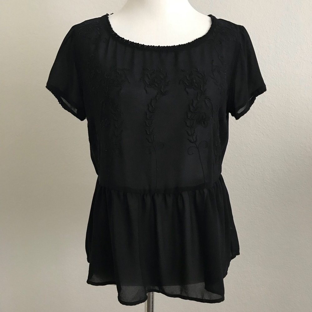 Embroidered Peplum Top