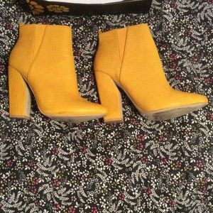 mustard colored booties