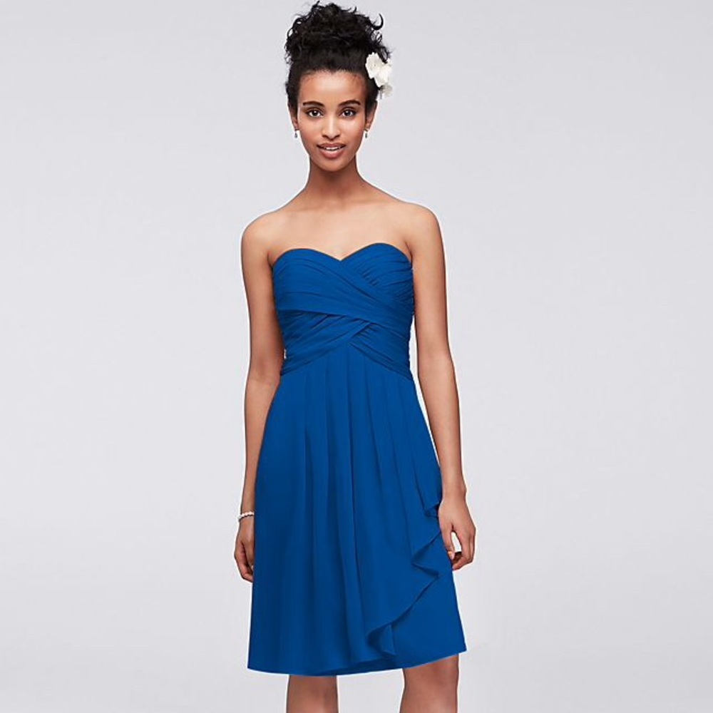 David's Bridal Short Crinkle Chiffon Dress